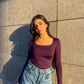 Square Neck Long Sleeve Top