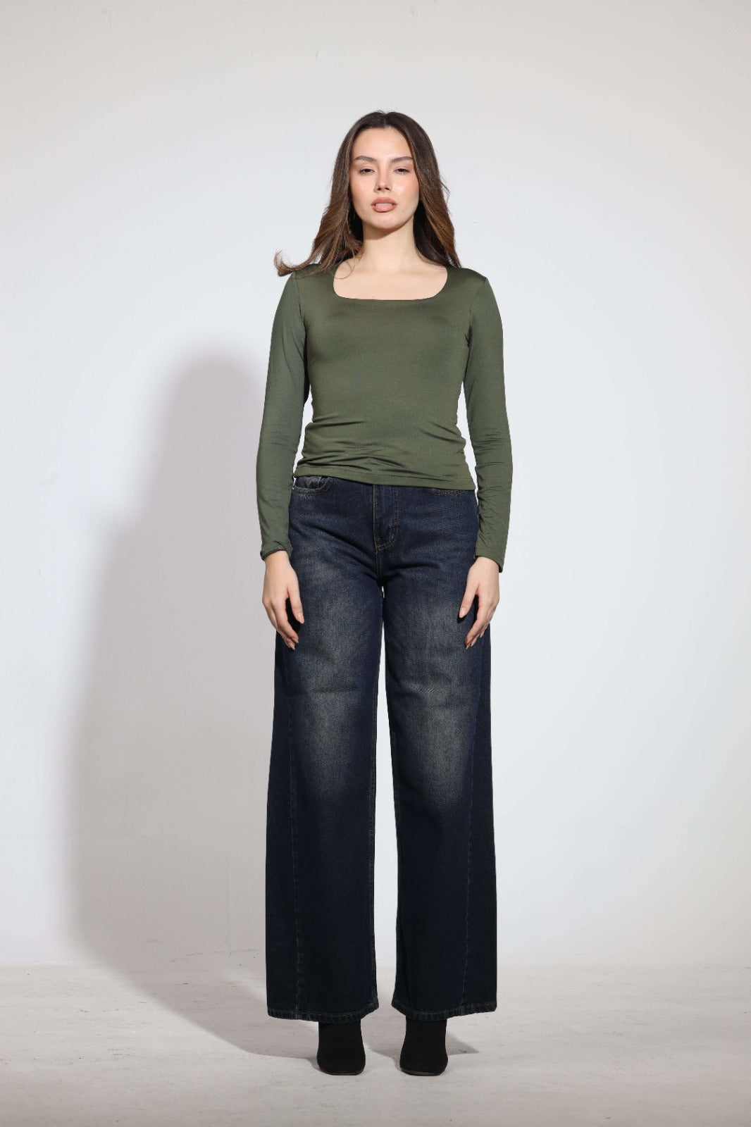 Square Neck Long Sleeve Top