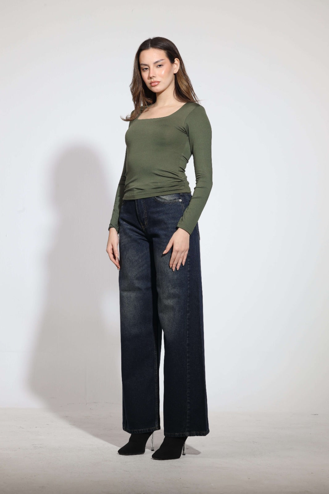 Square Neck Long Sleeve Top