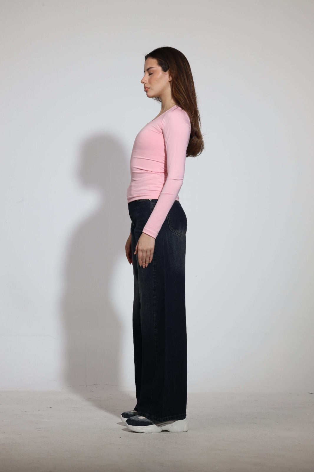 Square Neck Long Sleeve Top