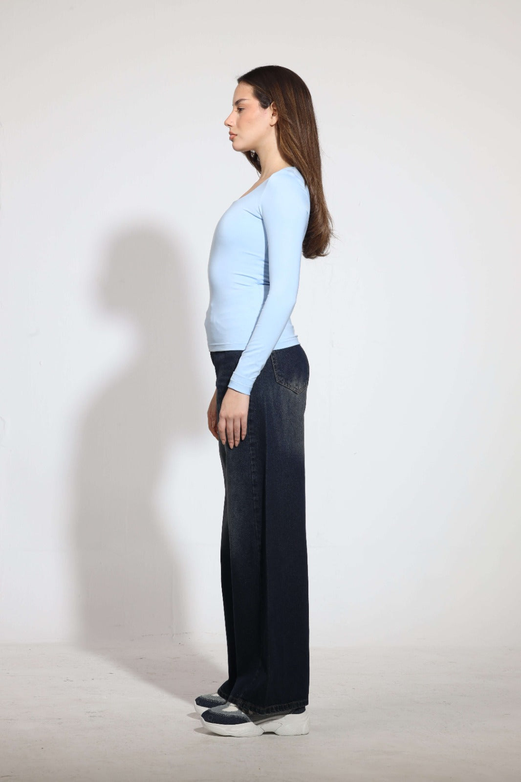 Square Neck Long Sleeve Top