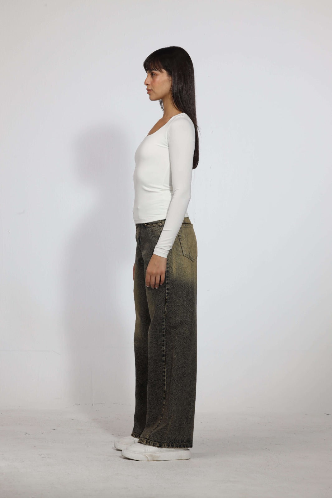 Square Neck Long Sleeve Top