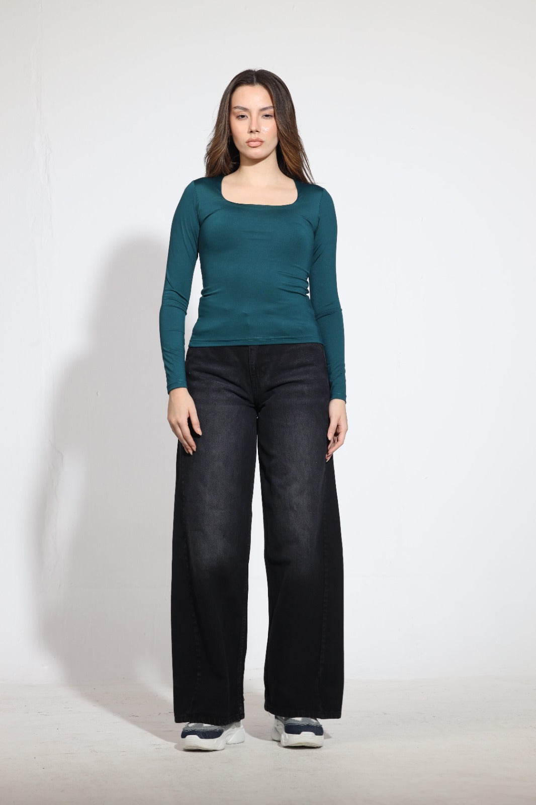 Square Neck Long Sleeve Top