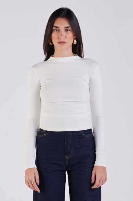 Mock neck ribbed top