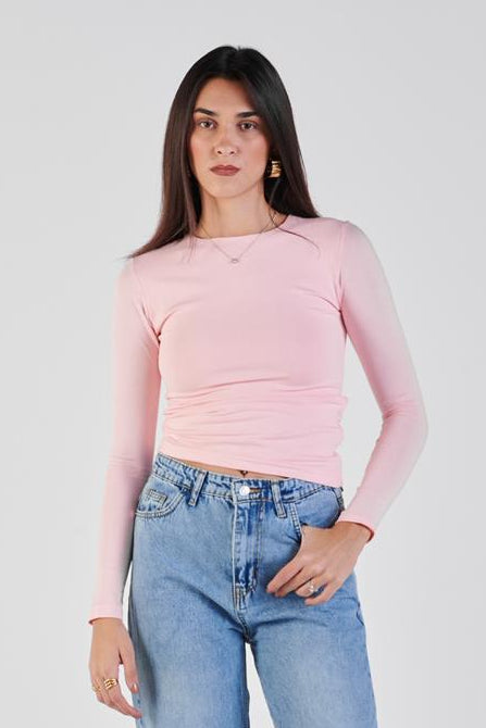 Cotton crew neck long sleeve top