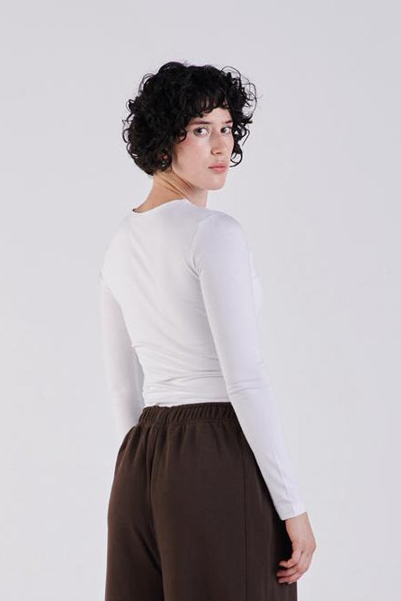 Cotton crew neck long sleeve top