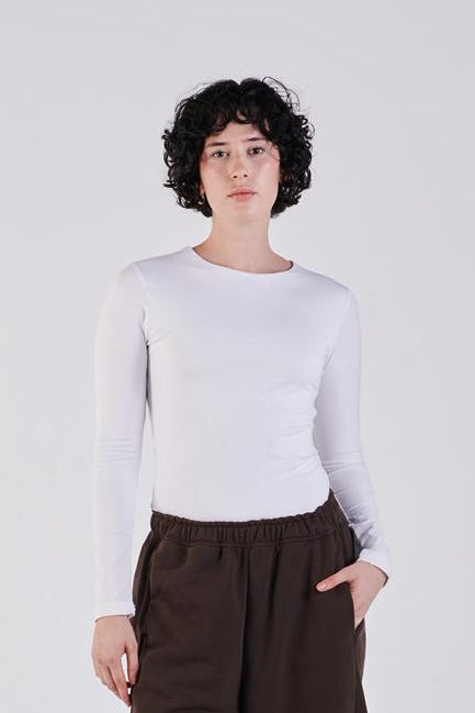 Cotton crew neck long sleeve top