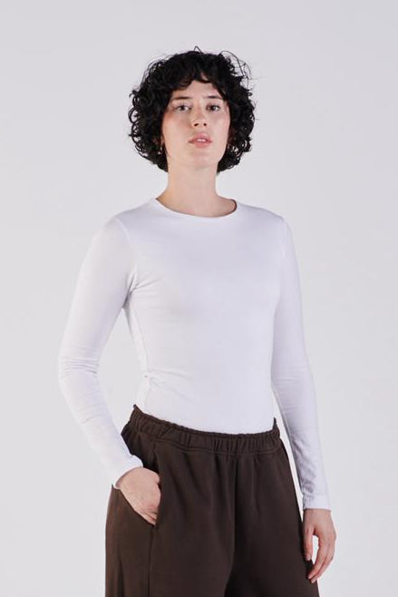 Cotton crew neck long sleeve top