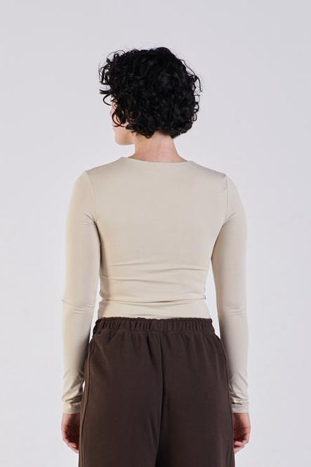 Cotton crew neck long sleeve top