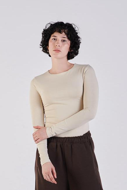 Cotton crew neck long sleeve top