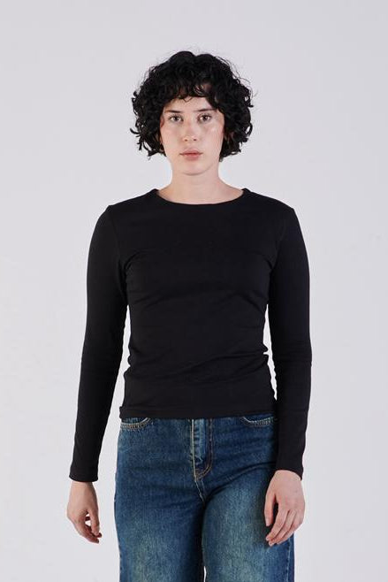 Cotton crew neck long sleeve top