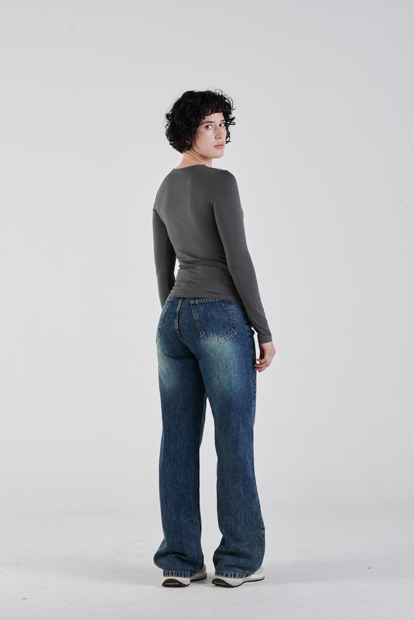 Cotton crew neck long sleeve top