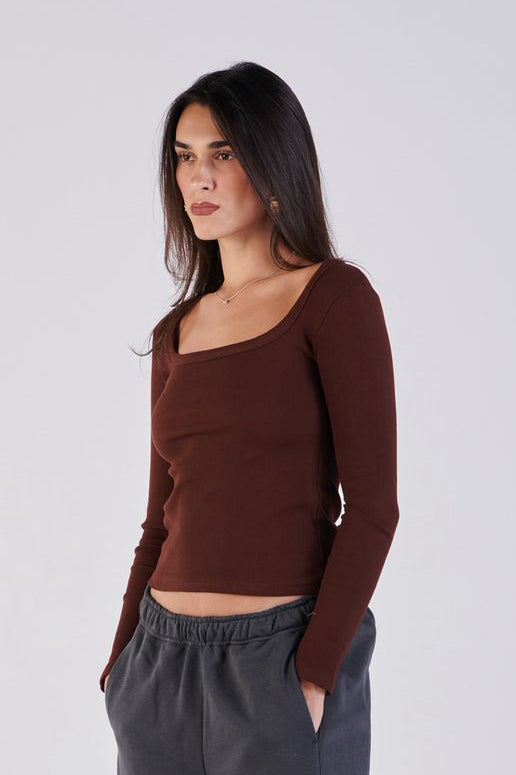 Scoop neck ribbed top