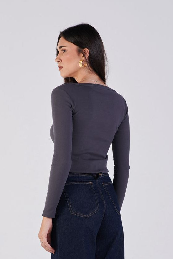 Scoop neck ribbed top