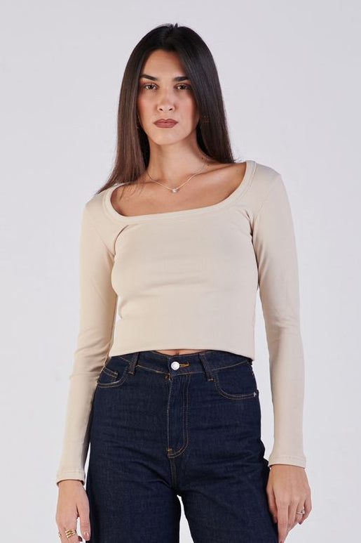 Scoop neck ribbed top