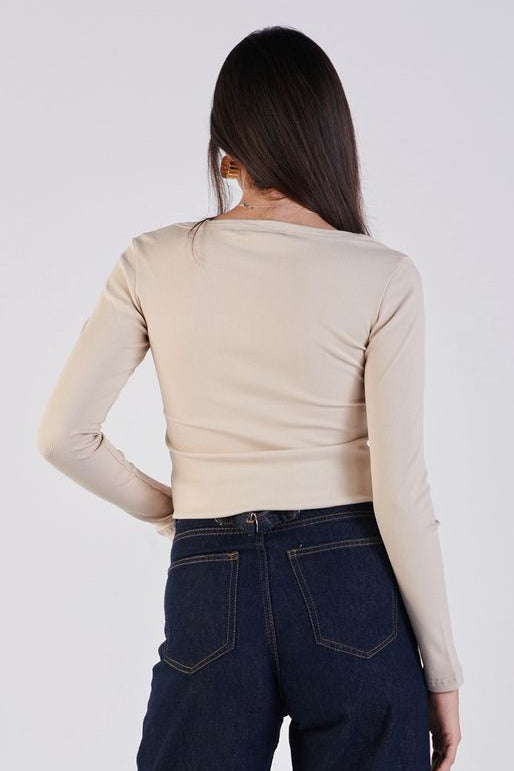 Scoop neck ribbed top