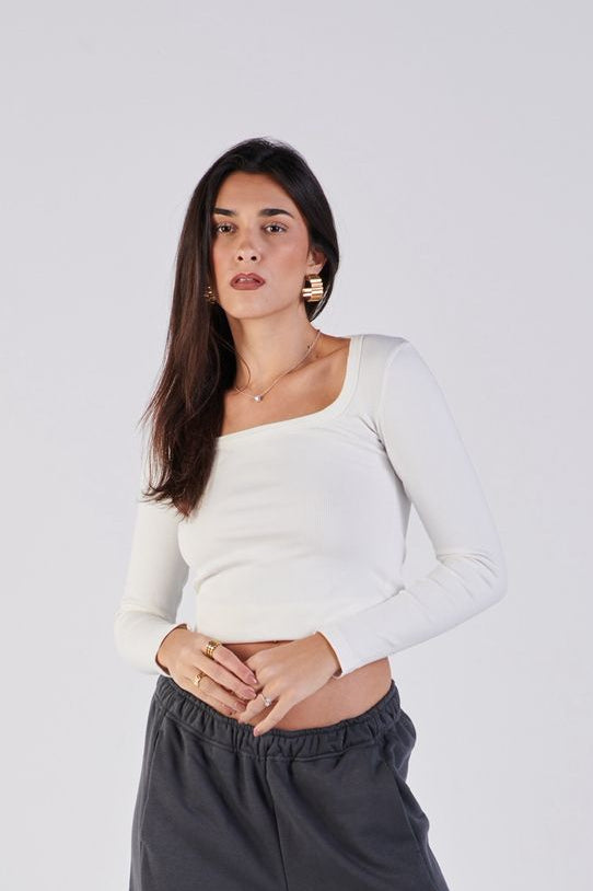 Scoop neck ribbed top