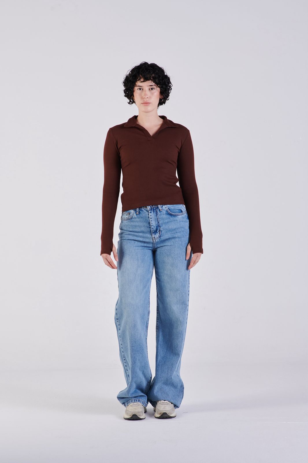 Ribbed polo long sleeve