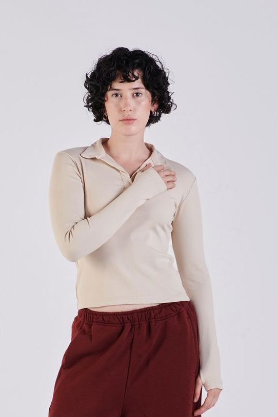 Ribbed polo long sleeve