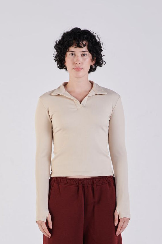 Ribbed polo long sleeve