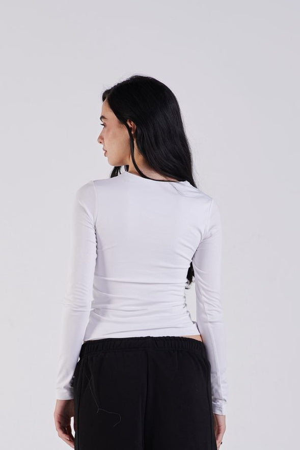 Cotton square neck long sleeve top
