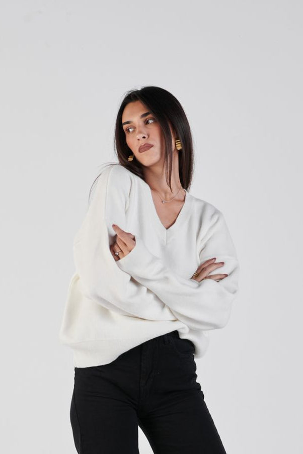 Soft knit V-neck jumper