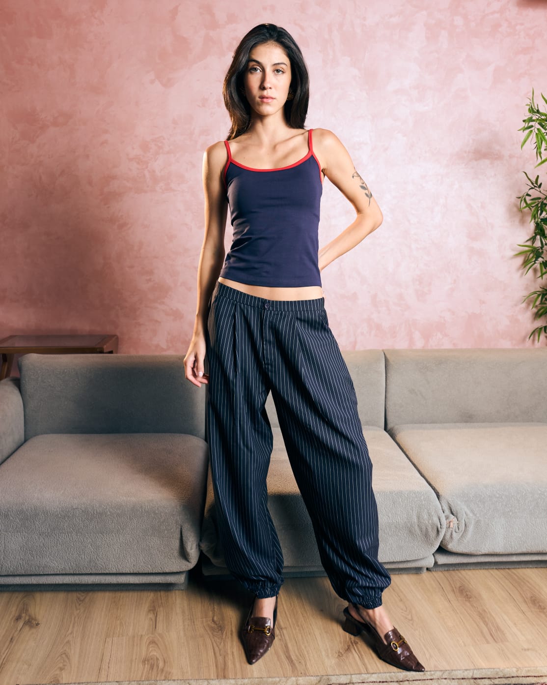 Balloon Striped Trousers