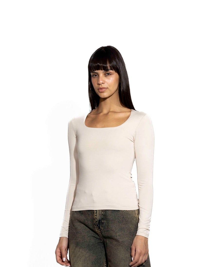 Square Neck Long Sleeve Top