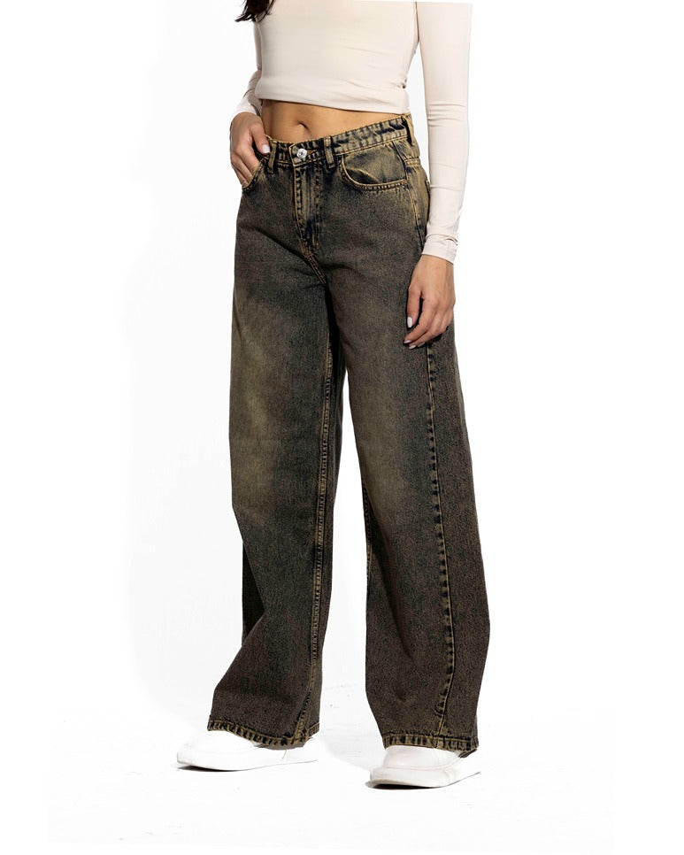 Wide Leg Denim Washed - Dirty